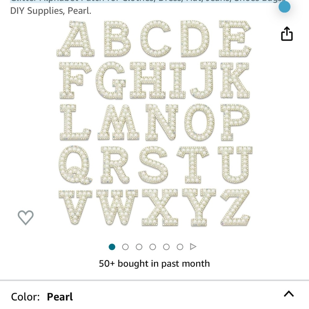 Rhinestone pearl iron alphabets